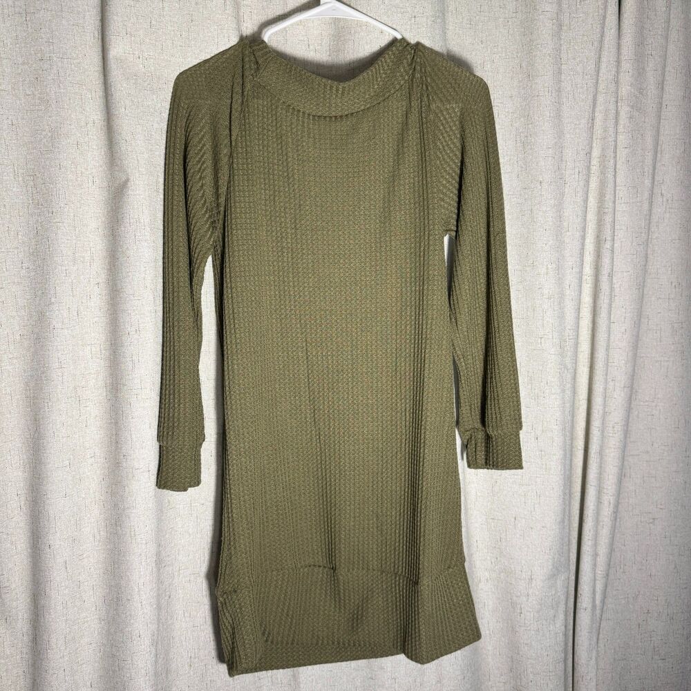Anna Kaci Olive Medium Waffle Knit Top Women Casual Textured Cozy - Picture 2 of 2
